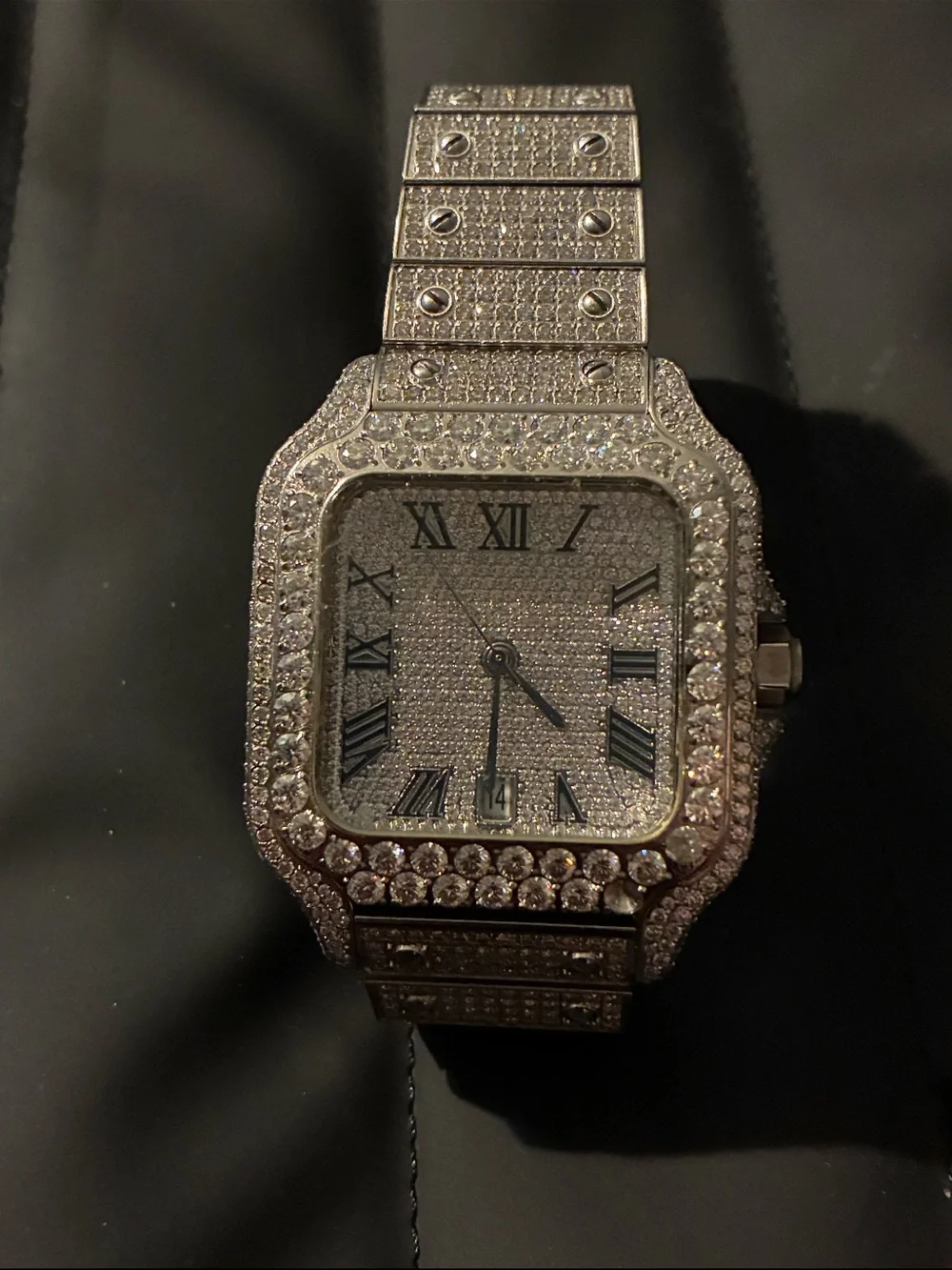Bust Down iced out moissanite watch